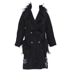 Soab black wool feathers swarovsky coat