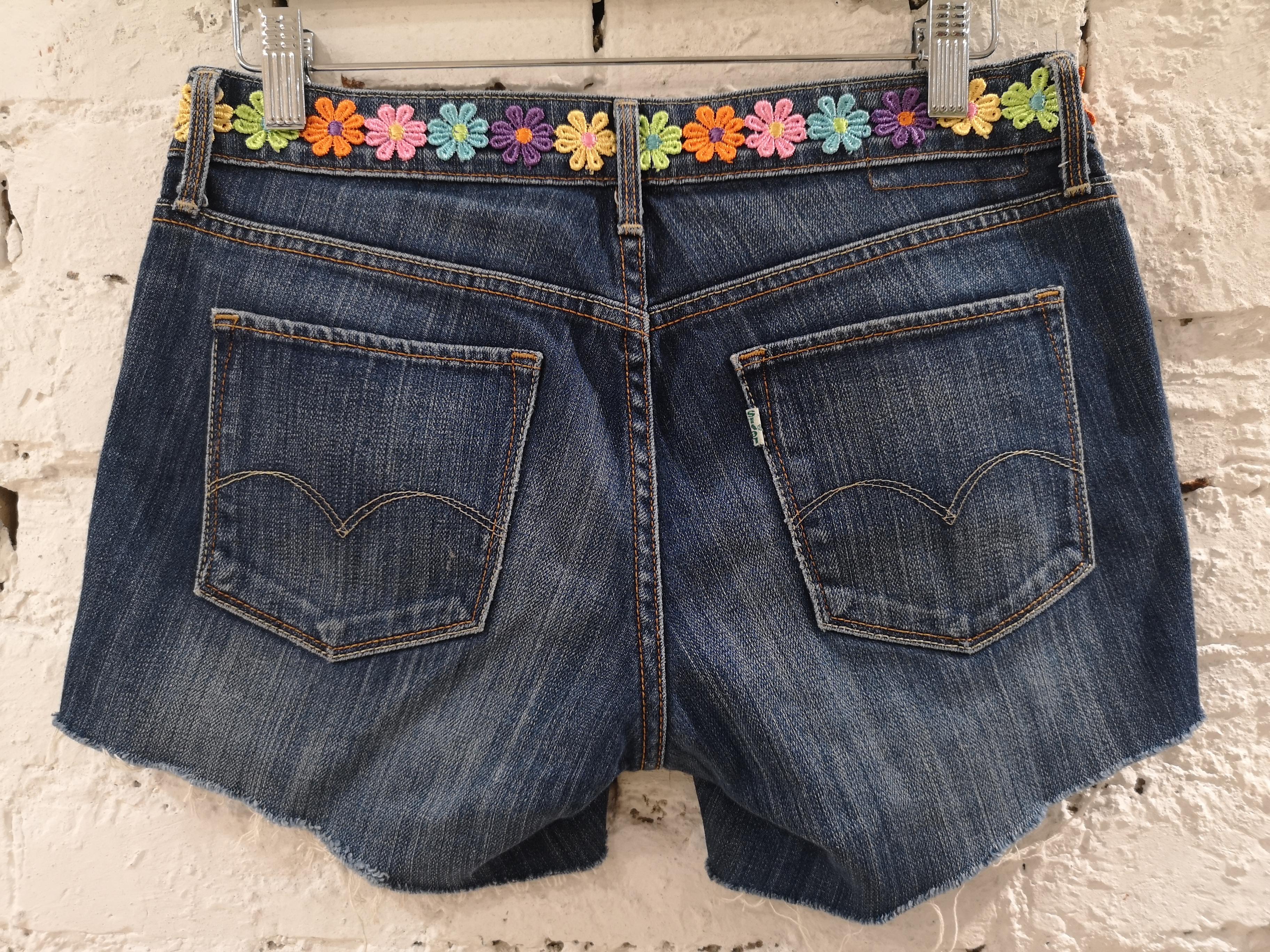 SOAB blue denim cotton flowers and beads shorts 4