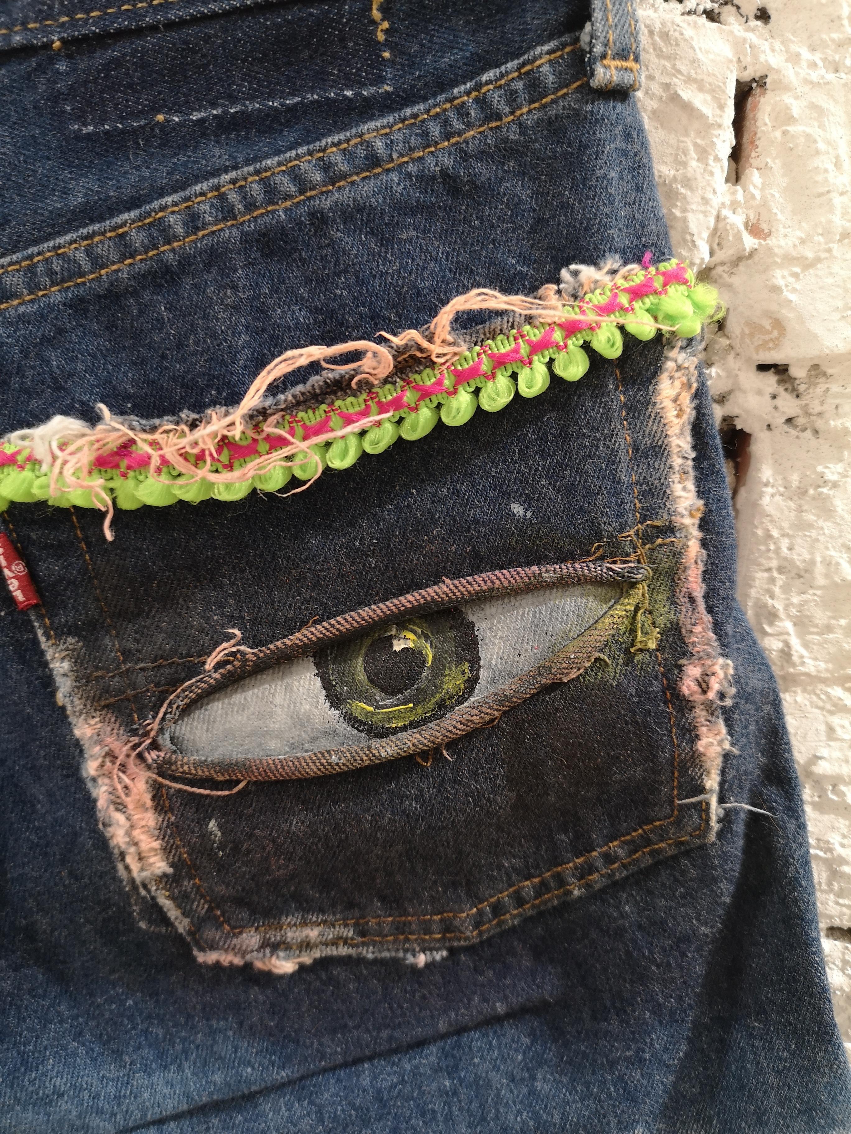 SOAB blue passementerie handmade eye mouth shorts 1