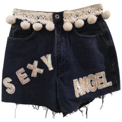 SOAB cotton blue denim sequins Sexy Angel shorts