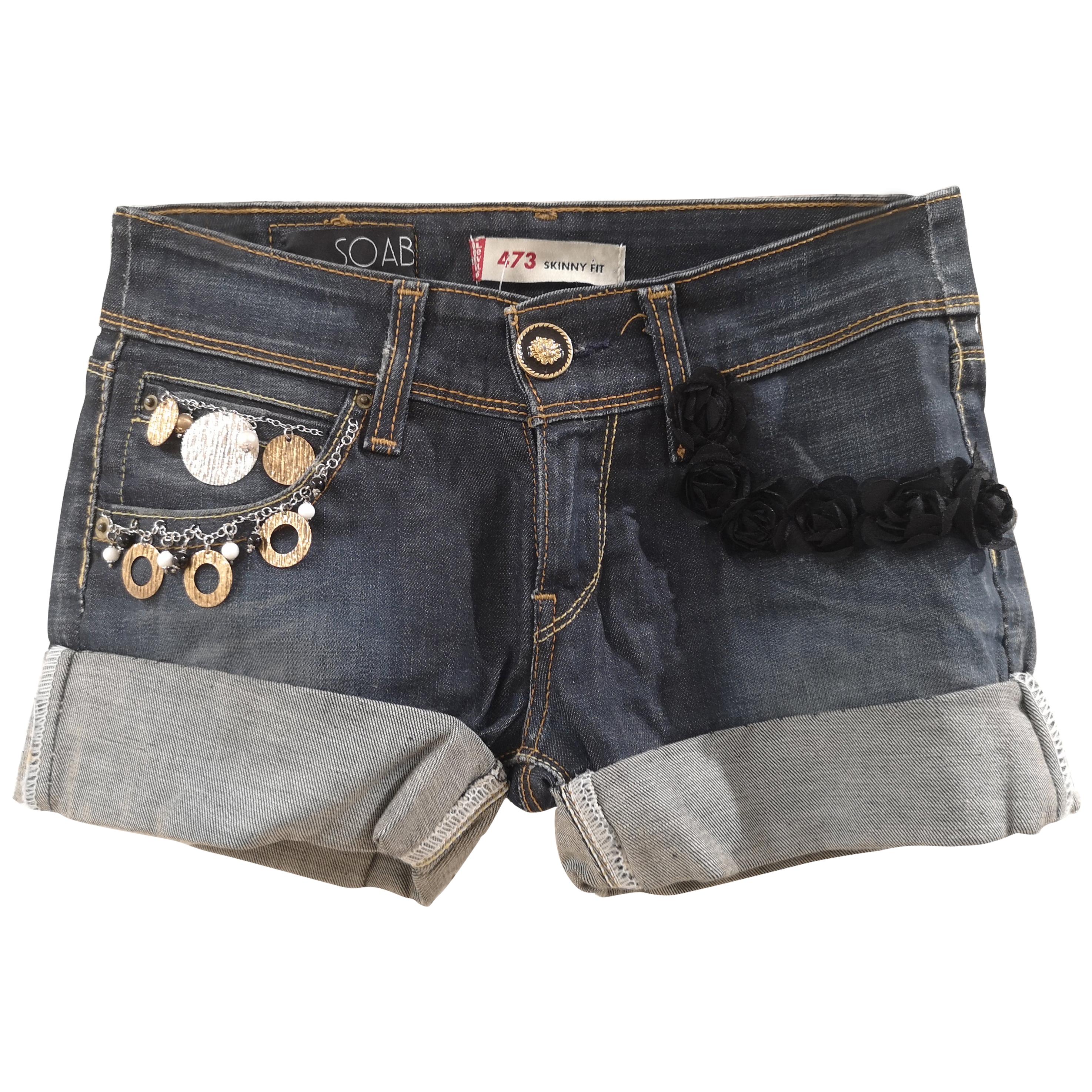 SOAB Denim skinny with bijoux shorts