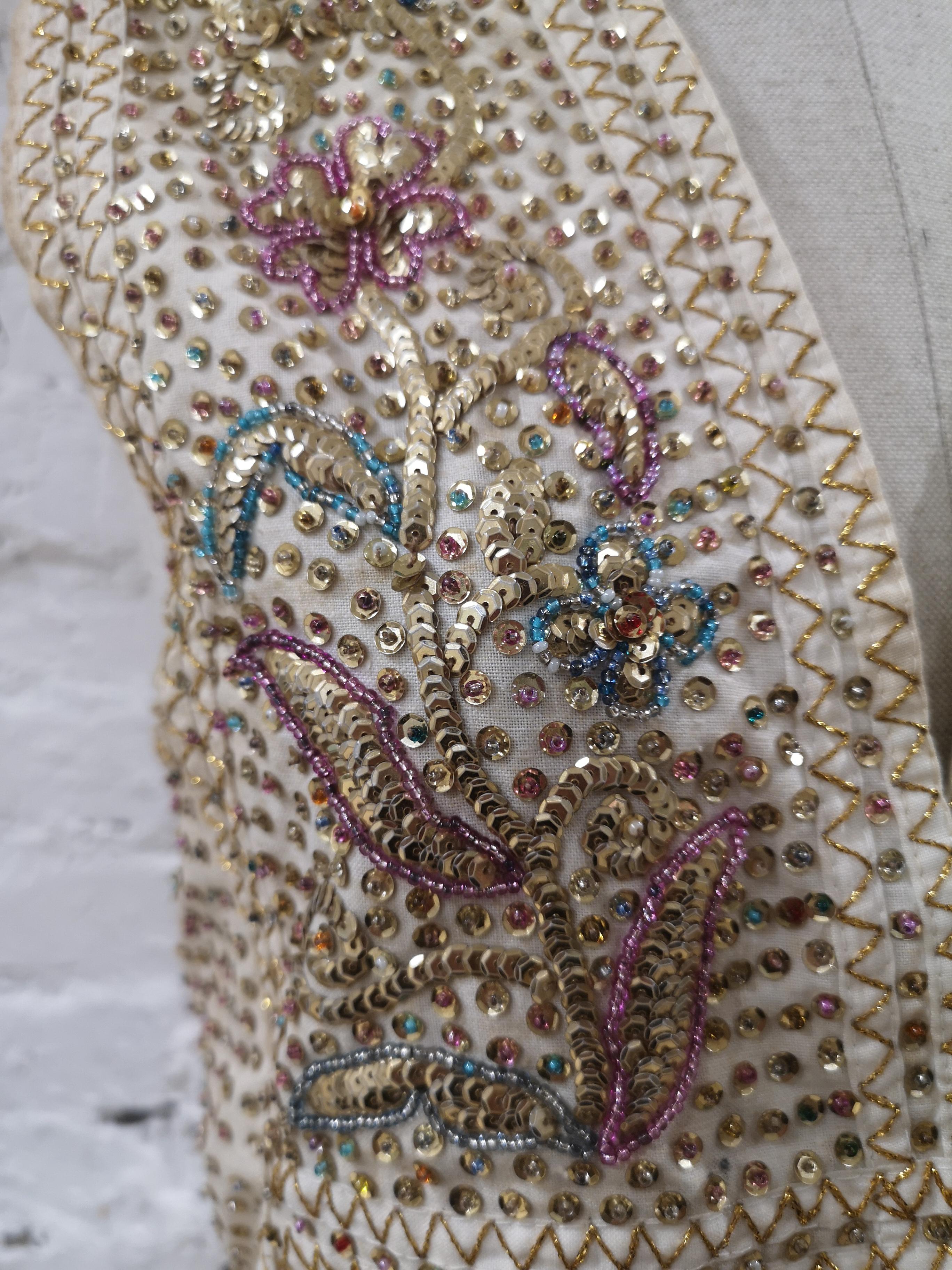 Beige SOAB handmade beige sequins and beads vest