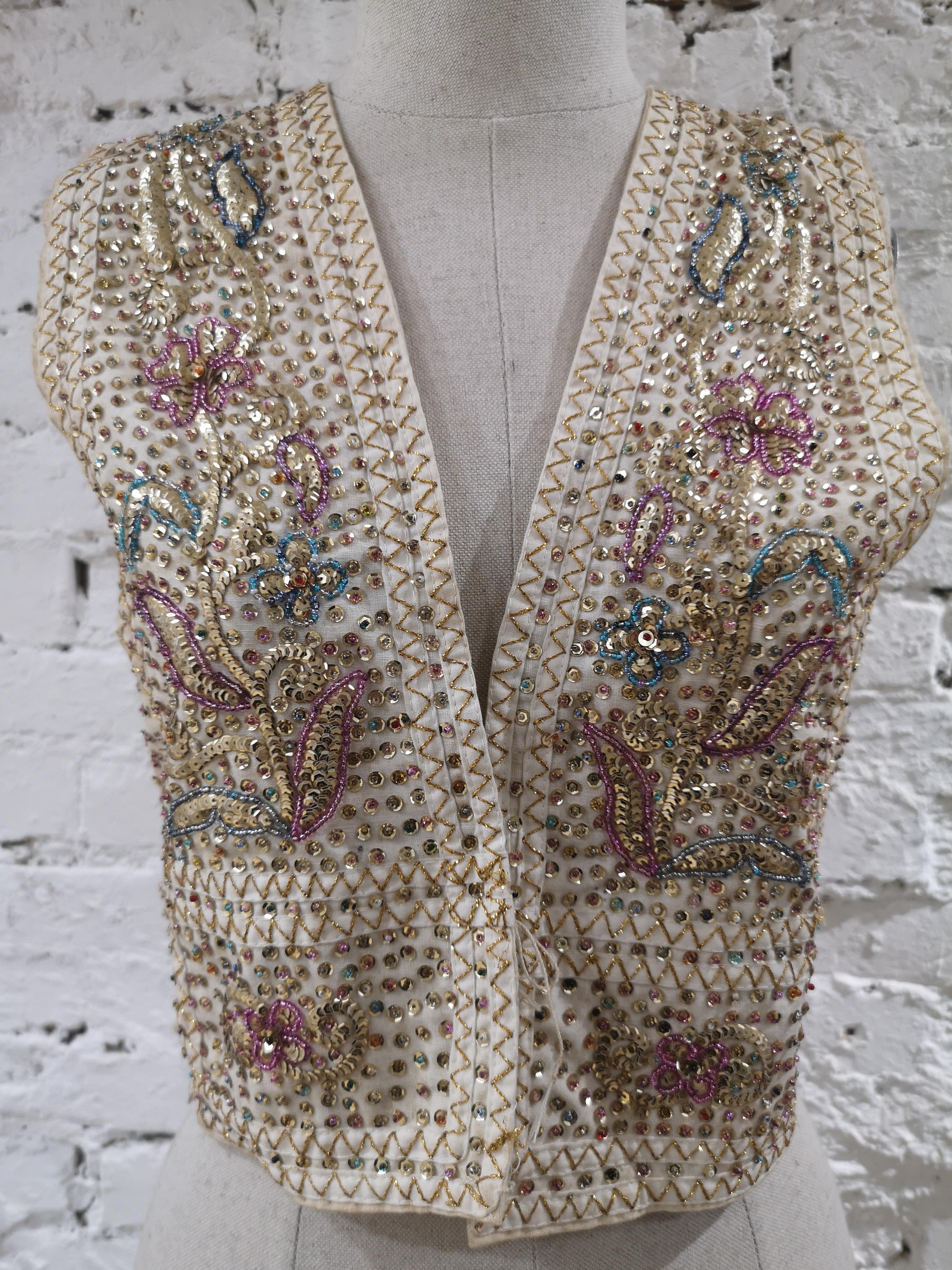 SOAB handmade beige sequins and beads vest 1