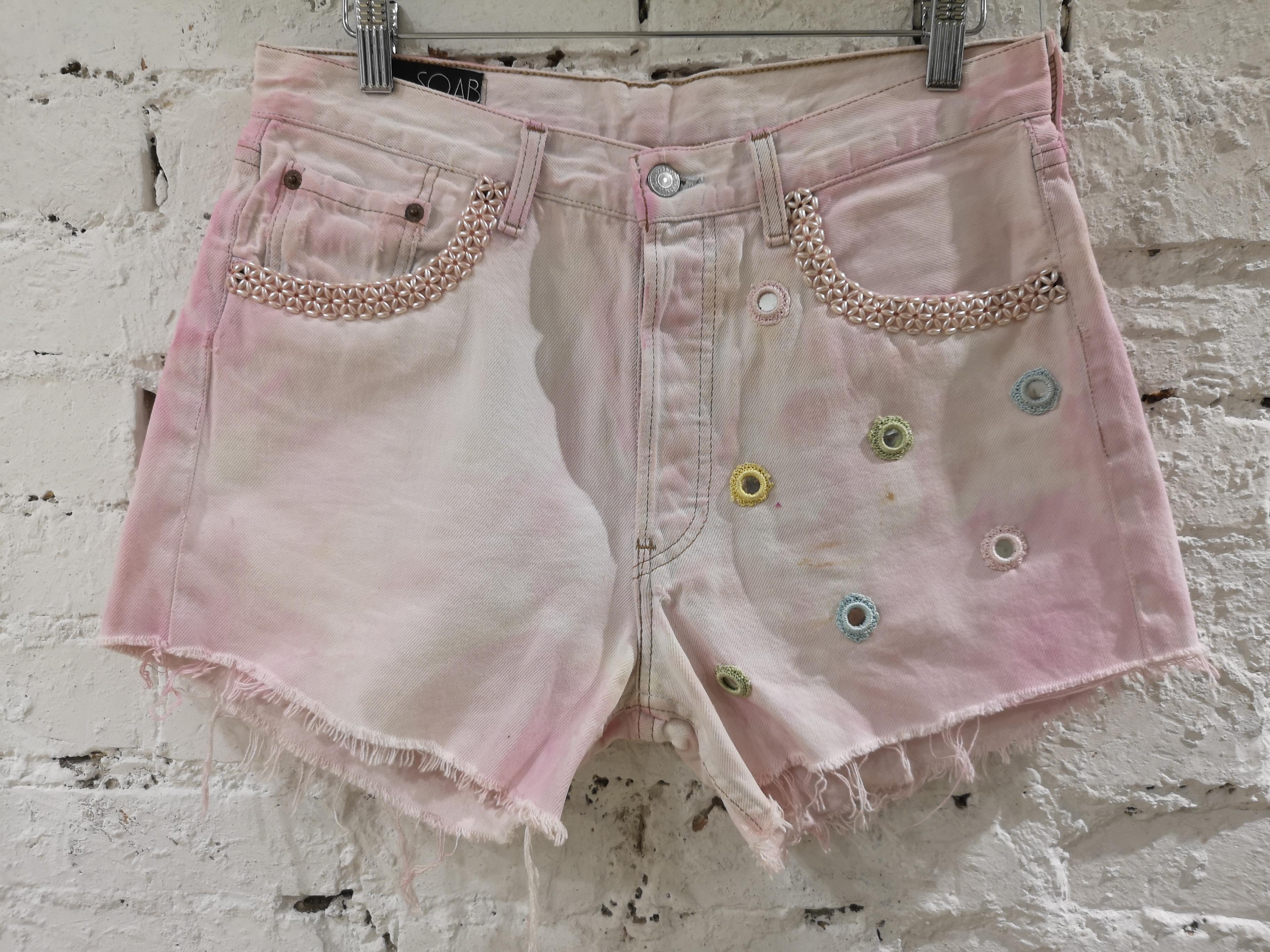 SOAB Handmade light pink denim shorts
measurements: 
82 cm waist
31 cm lenght