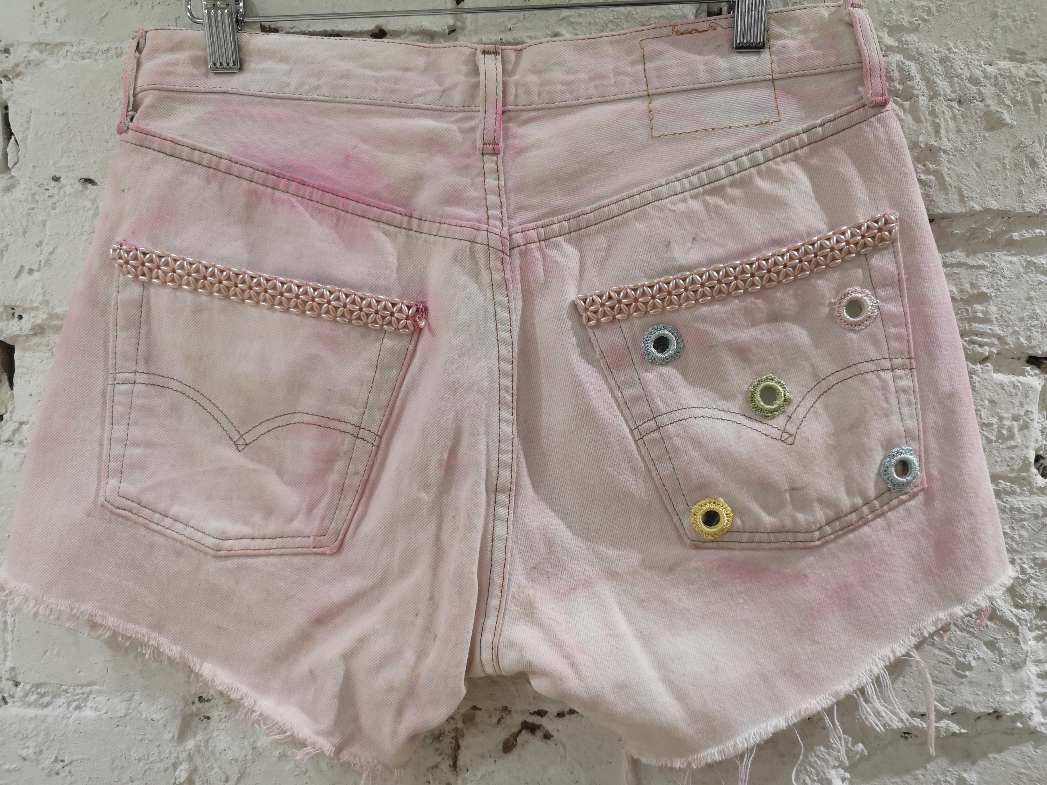 Gray SOAB Handmade light pink denim shorts