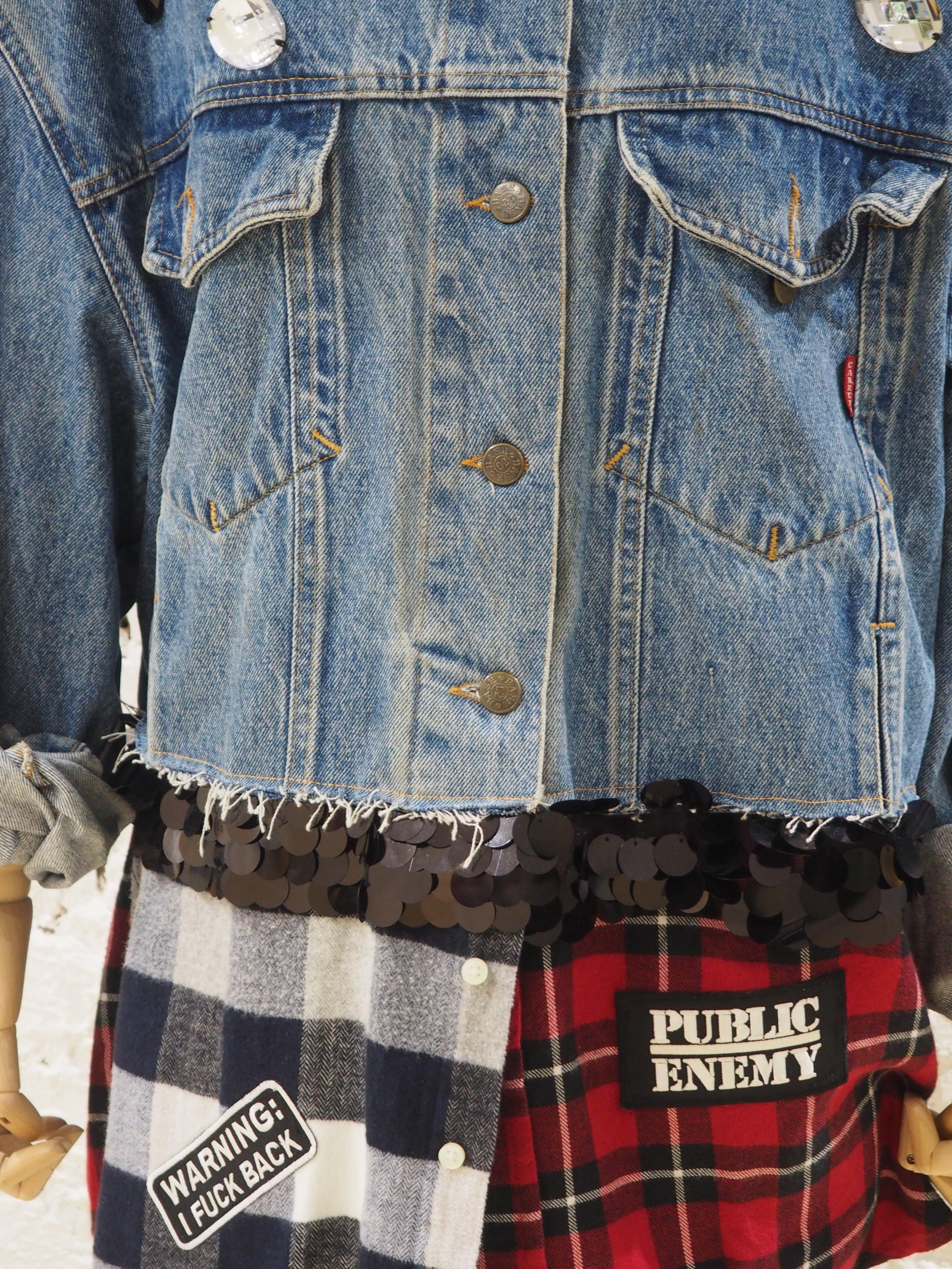 half denim half flannel jacket