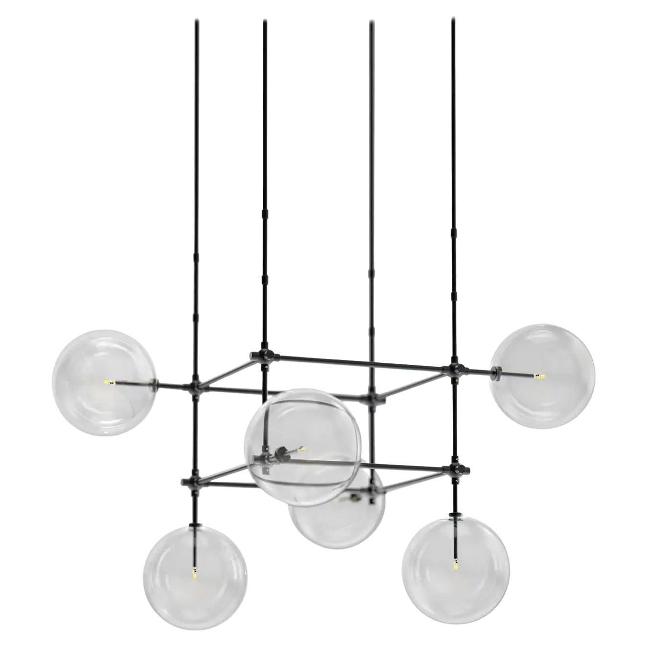 Soap 6 DT Black Gunmetal Chandelier by Schwung For Sale