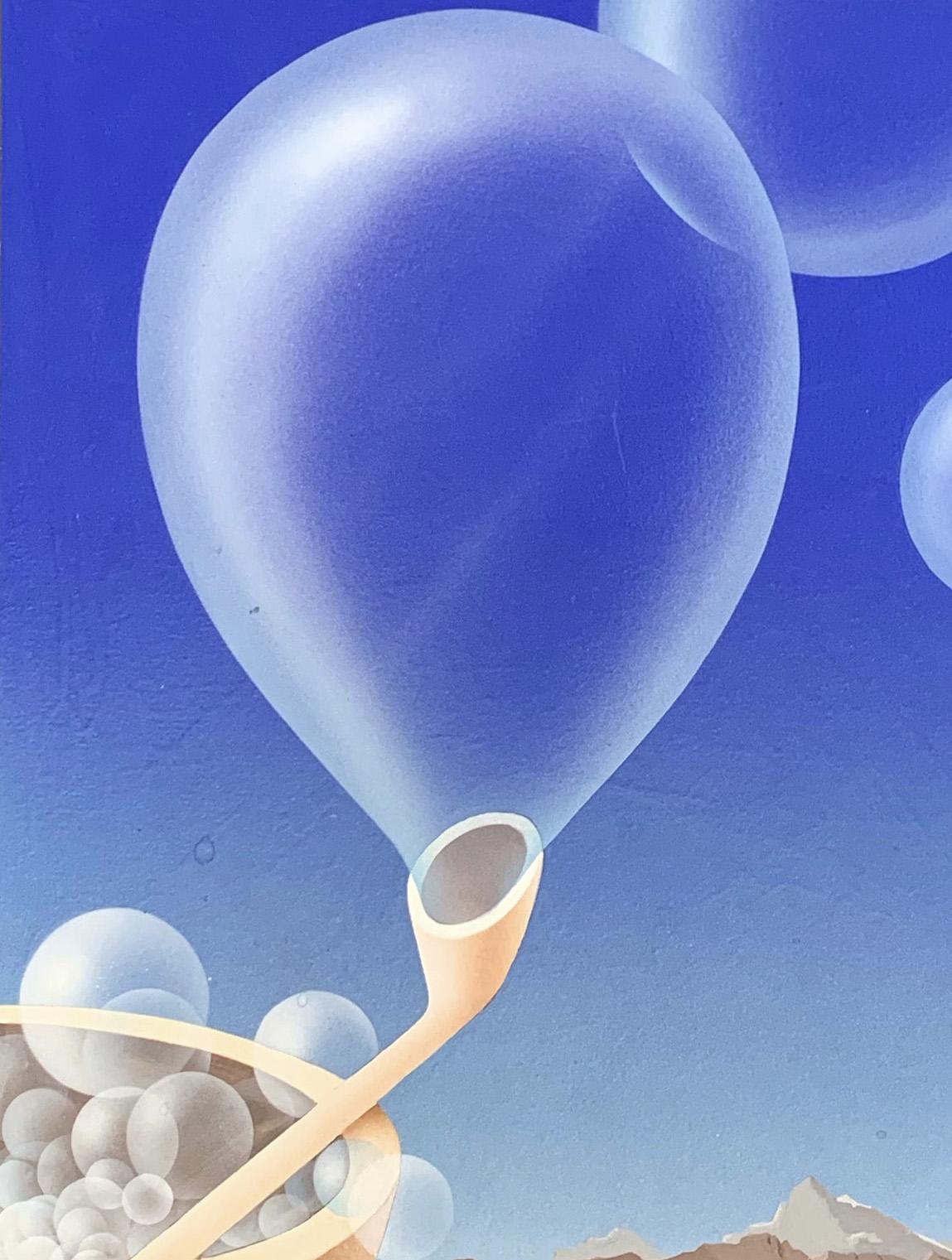 Painted in deep, sky-blue hues by Ernest Kaye in 1940, this gouache painting of a bubble pipe and a series of soap bubbles in the air was submitted to Fortune magazine as the proposed cover artwork for a special issue celebrating Procter and Gamble,