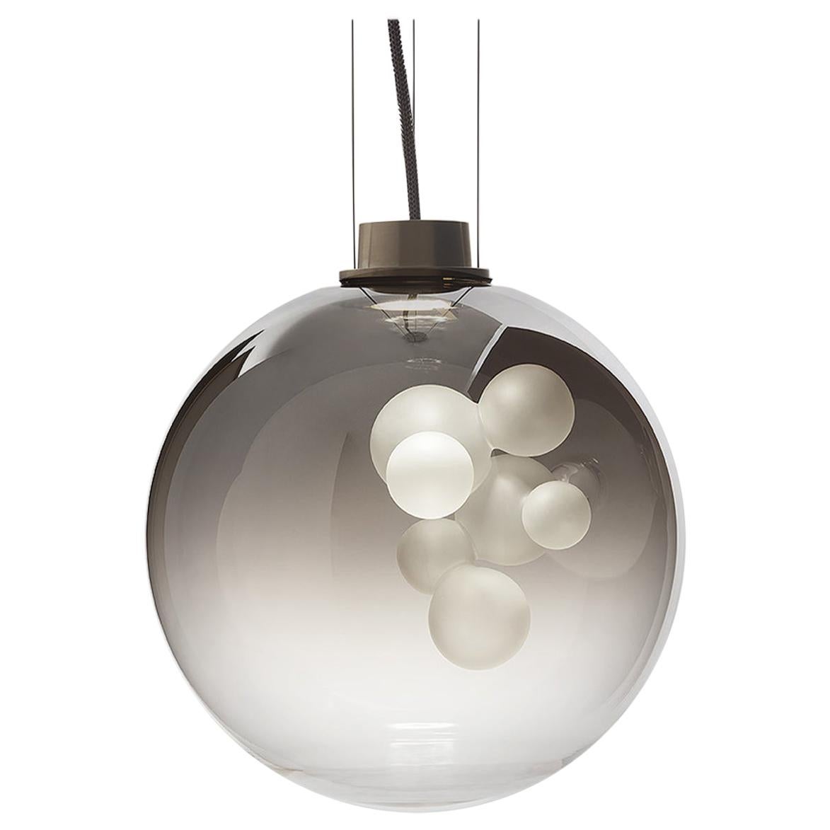 Soap Sphere, Melogranoblu, Suspension Lamp, Metallized Glass, Brushed Brass