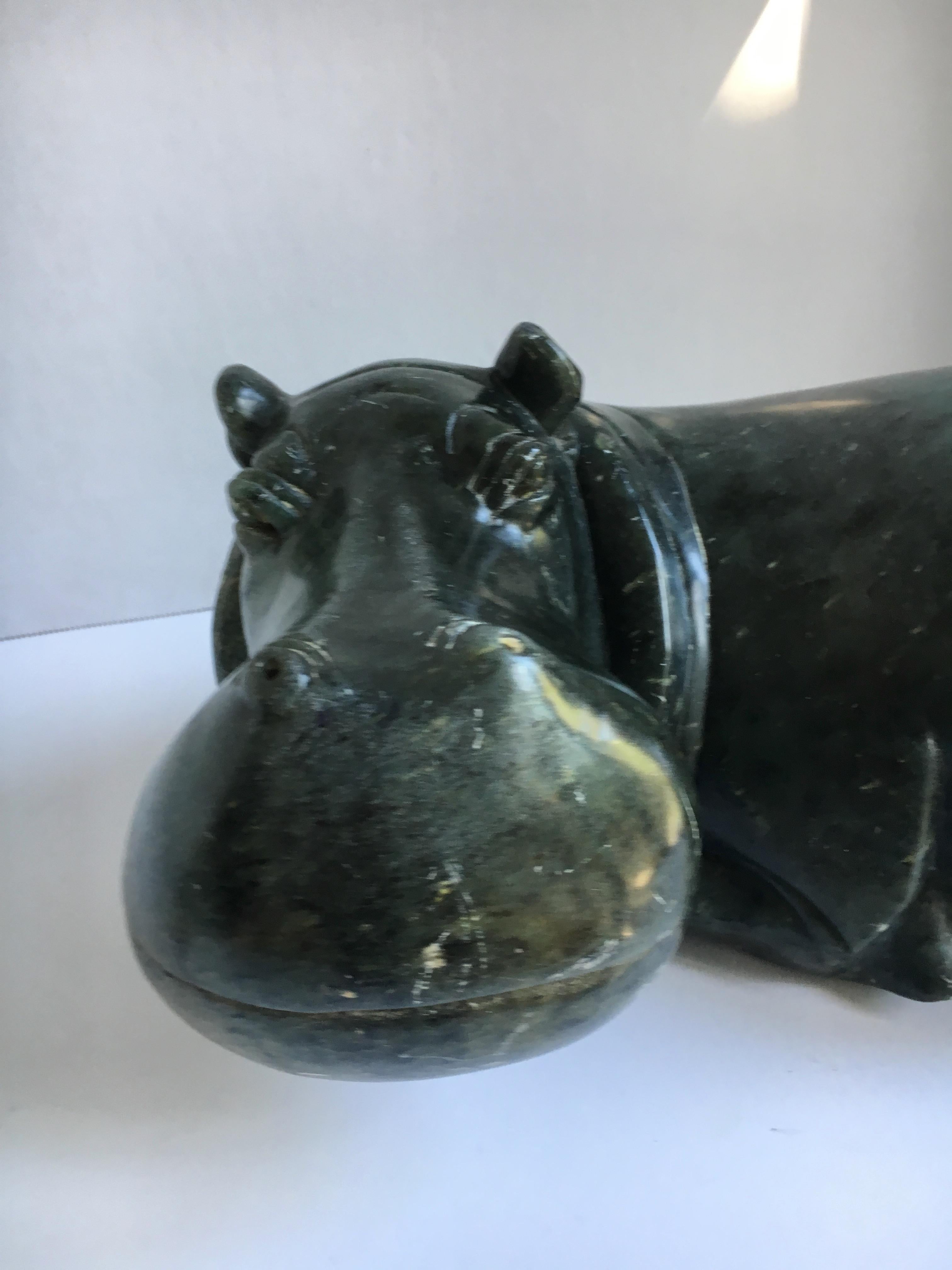 soapstone hippo carving