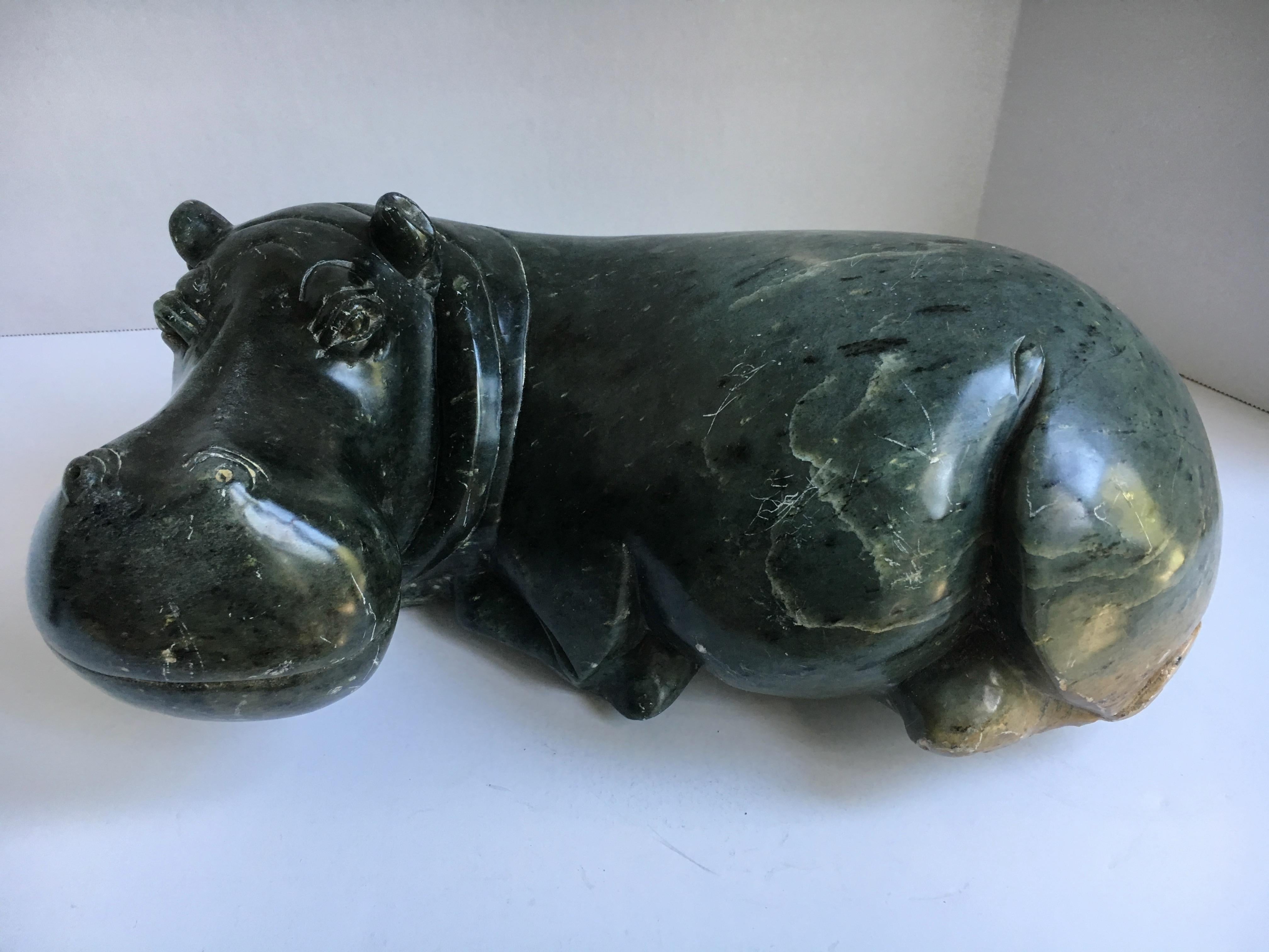 stone hippo sculptures