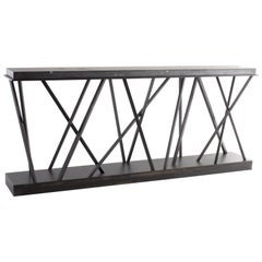 Soap Stone Top Console on Black Steel Mount