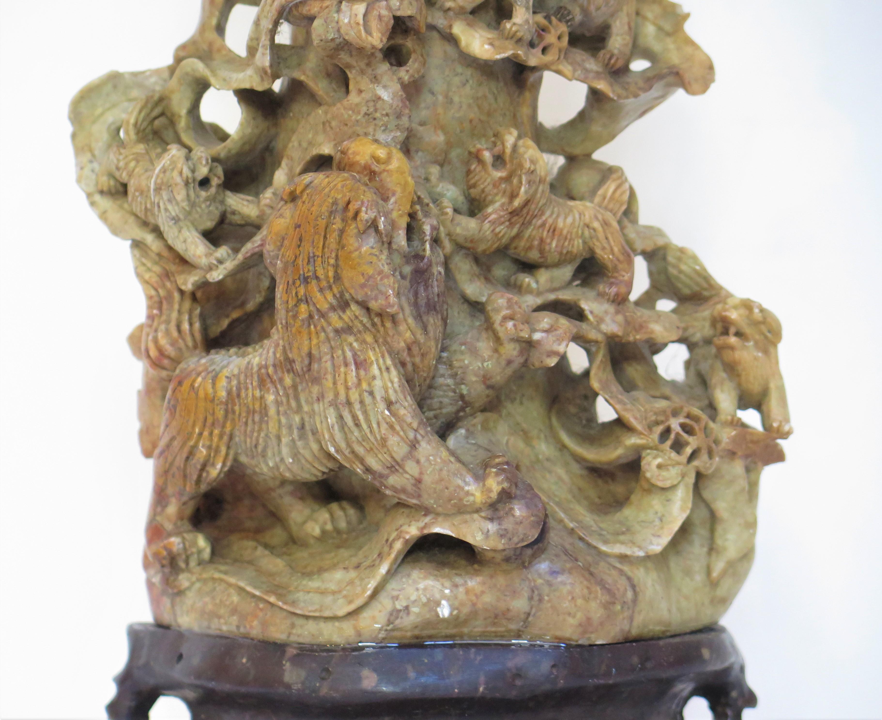 Chinese Soapstone Carved Vase as Table Lamp For Sale 2