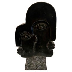 Speckstein kubistischen Stil Tabelle Skulptur zwei Gesichter