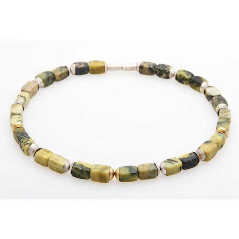 Soapstone Necklace, Cuboid with Spacers and Clasp For Sale at