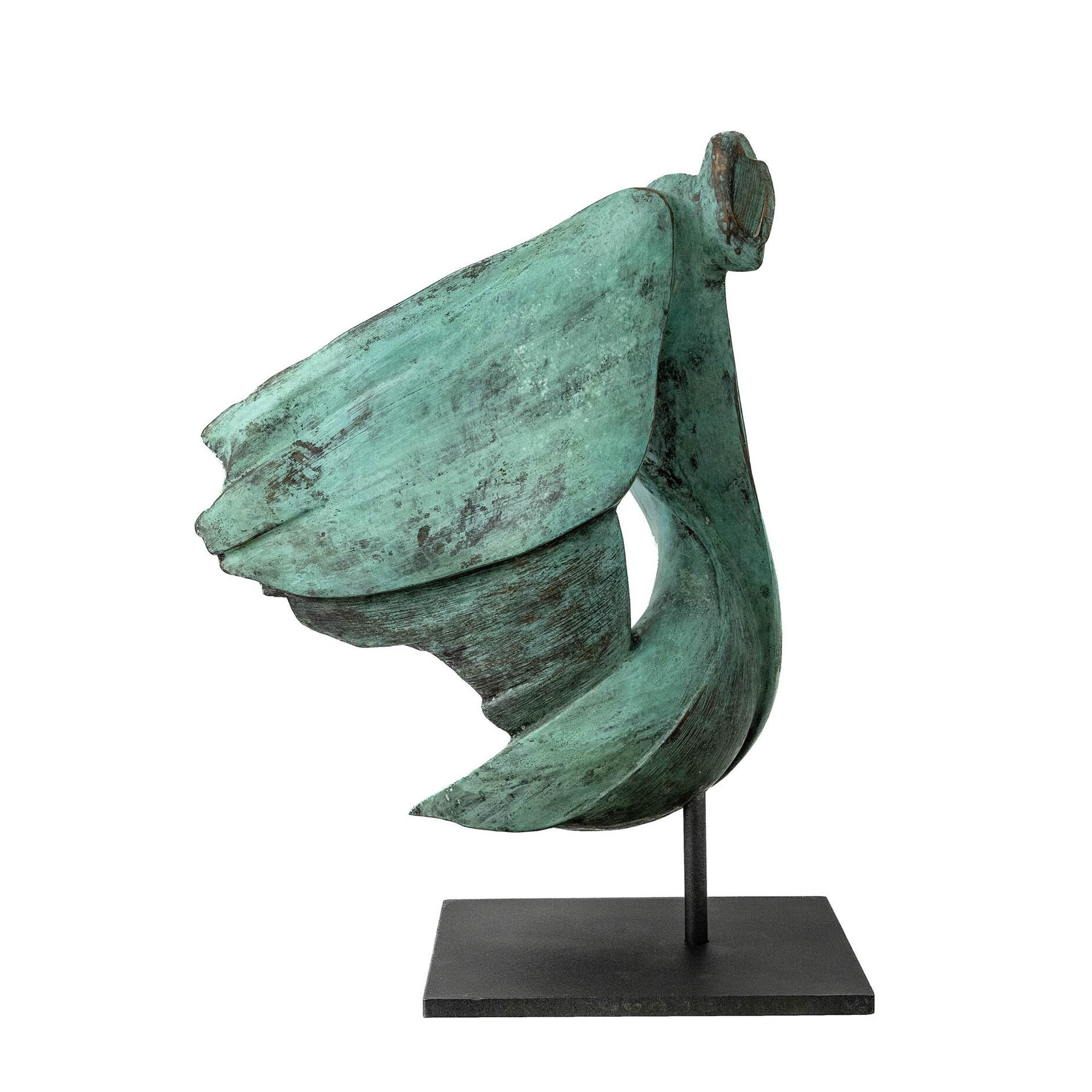 Scultura Soaring Bronze tutto in bronzo massiccio
con finitura verde e base in metallo. 
Dimensioni della base: L21xP21xH1cm.
Con base alta in metallo opzionale disponibile su richiesta, 
con un sovrapprezzo per le spese di spedizione.
Dimensioni