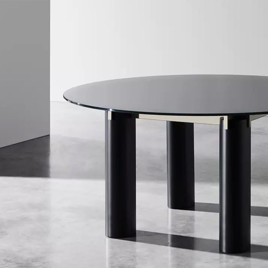 Italian Sober Round Dining Table For Sale