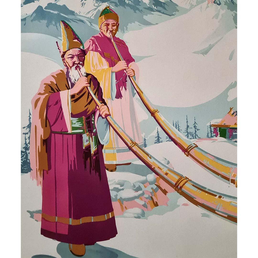 Sobha Singhs Originalplakat Inde - La Kanchenjunga près de Darjeeling von 1958 im Angebot 2