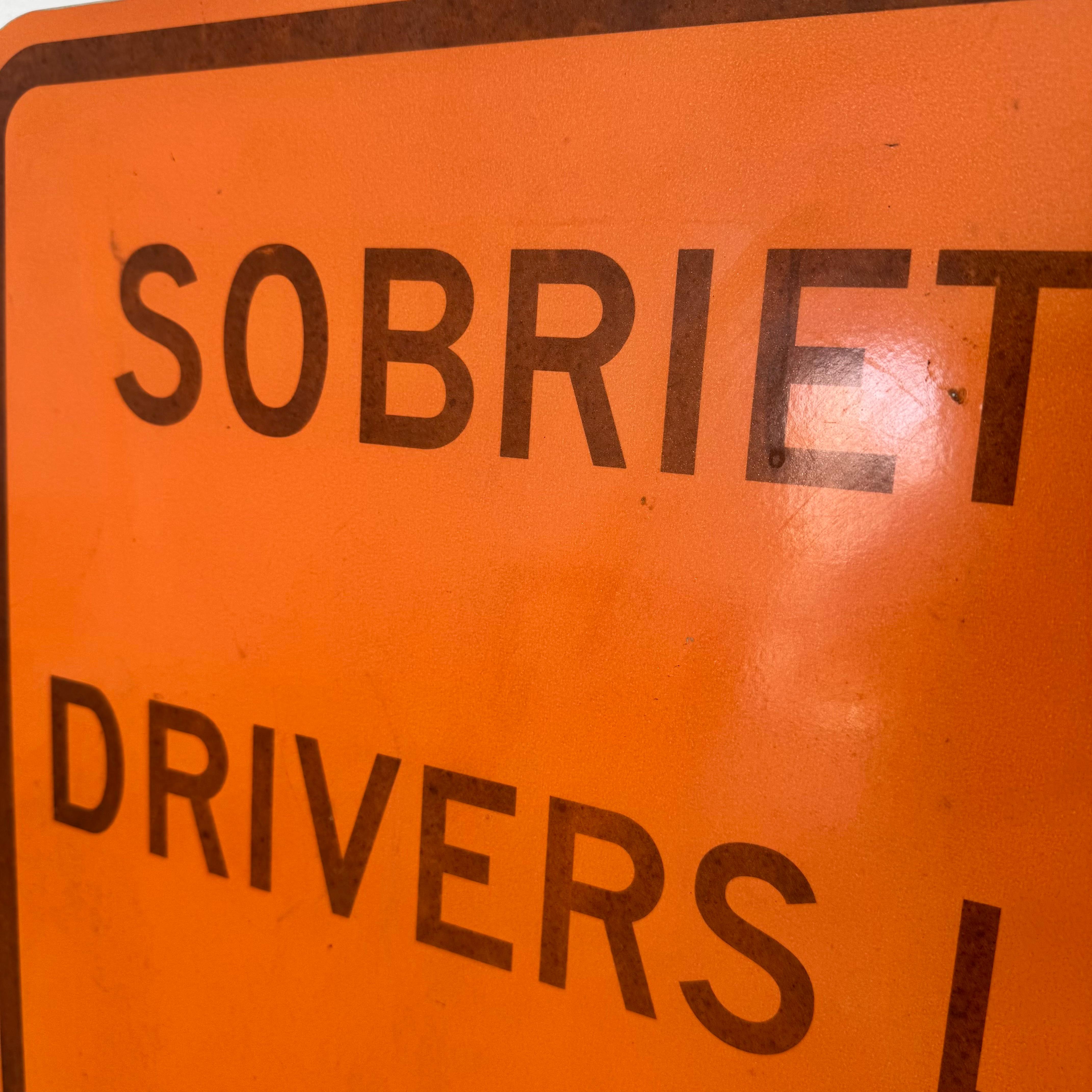 Fin du 20e siècle Panneau de signalisation pour le contrôle de la sobriété, 1990 USA en vente