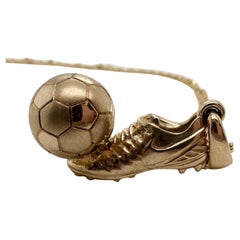 Fußball-Anhänger 18KT Gelbgold Herren soccer messi ronaldo clits Anhänger Fußball