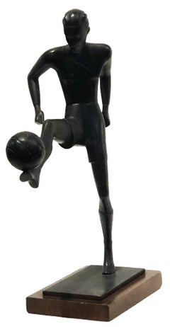 Soccer Player, German Art Deco Patinated Bronze Sculpture, ca. 1930’s