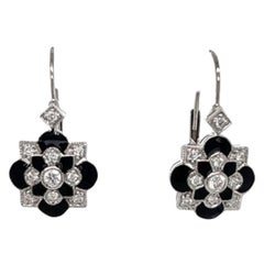 Boucles d'oreilles en émail noir et diamants Social Climber