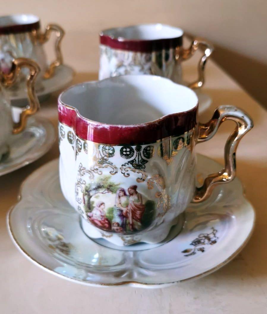20th Century Società Ceramica Italiana Di Laveno G. Andloviz Six Tea Cups and Saucer Service For Sale