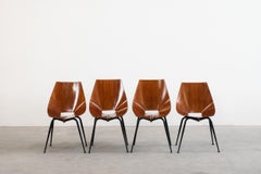 Carlo Ratti Set of Four Chairs in Plywood by Società Compensati Curvi 1950s