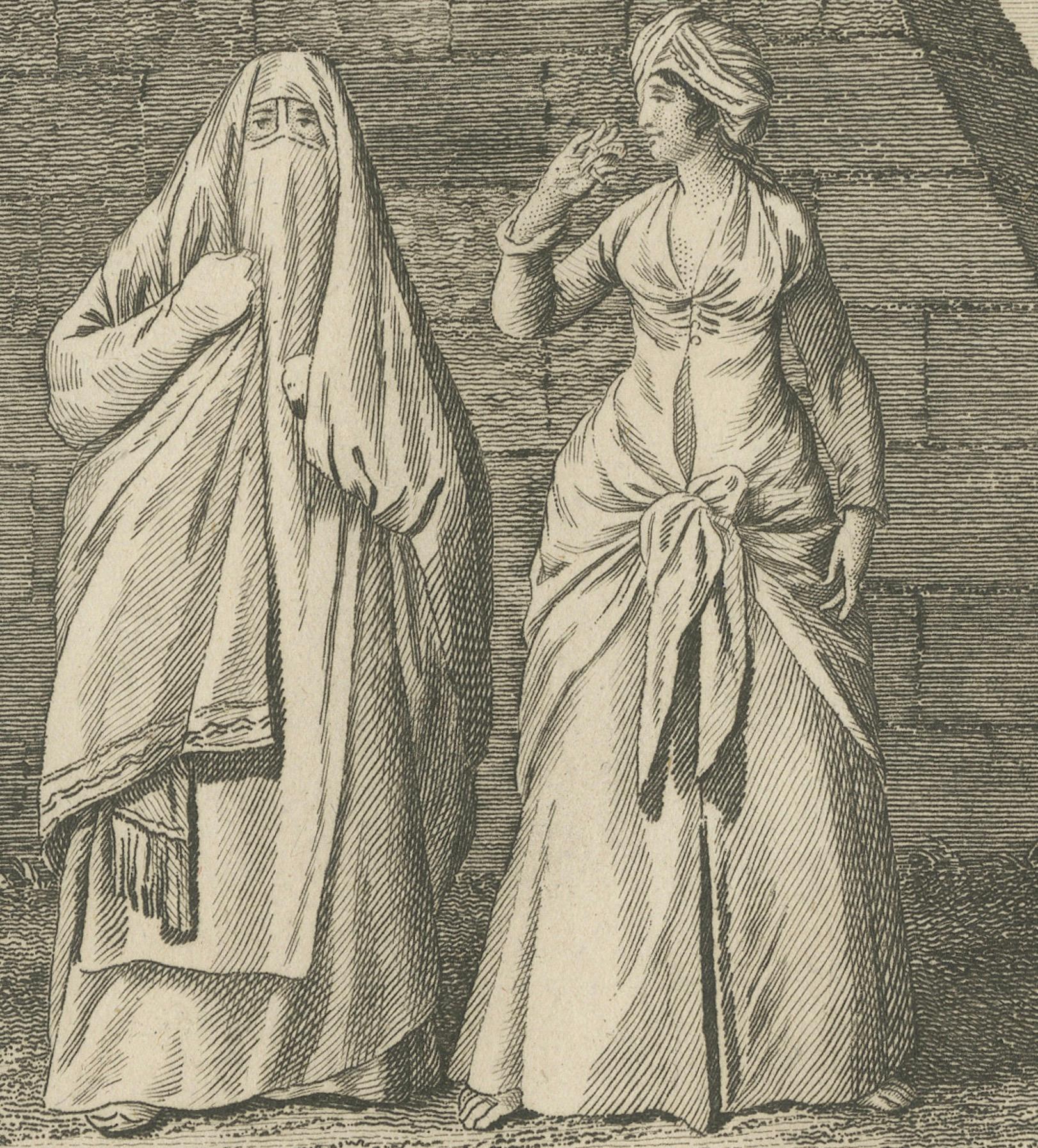 Engraved Society of the Nile: Mamluk, Lady, and Almee in Egypt, 1801 For Sale