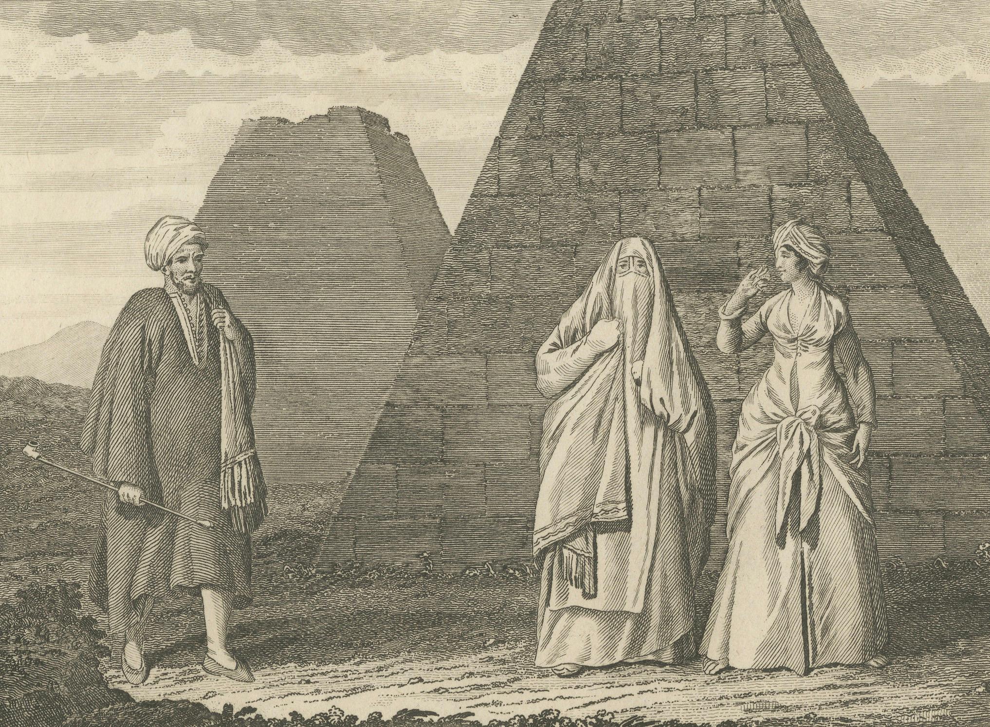 Engraved Society of the Nile: Mamluk, Lady, and Almee in Egypt, 1801 For Sale
