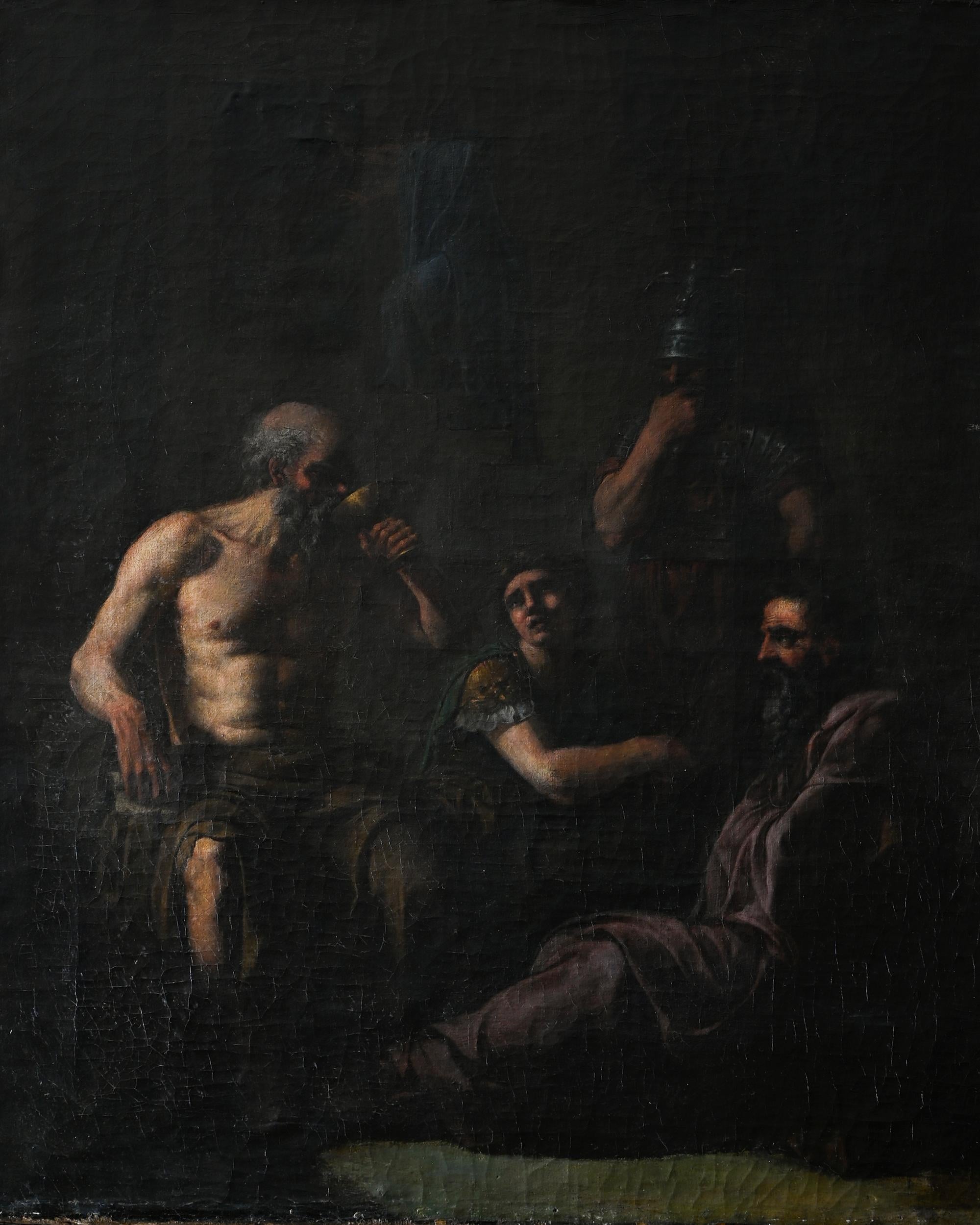 Socrates, 18th Century, Oil on Canvas, Unsigned In Good Condition For Sale In Mjöhult, SE