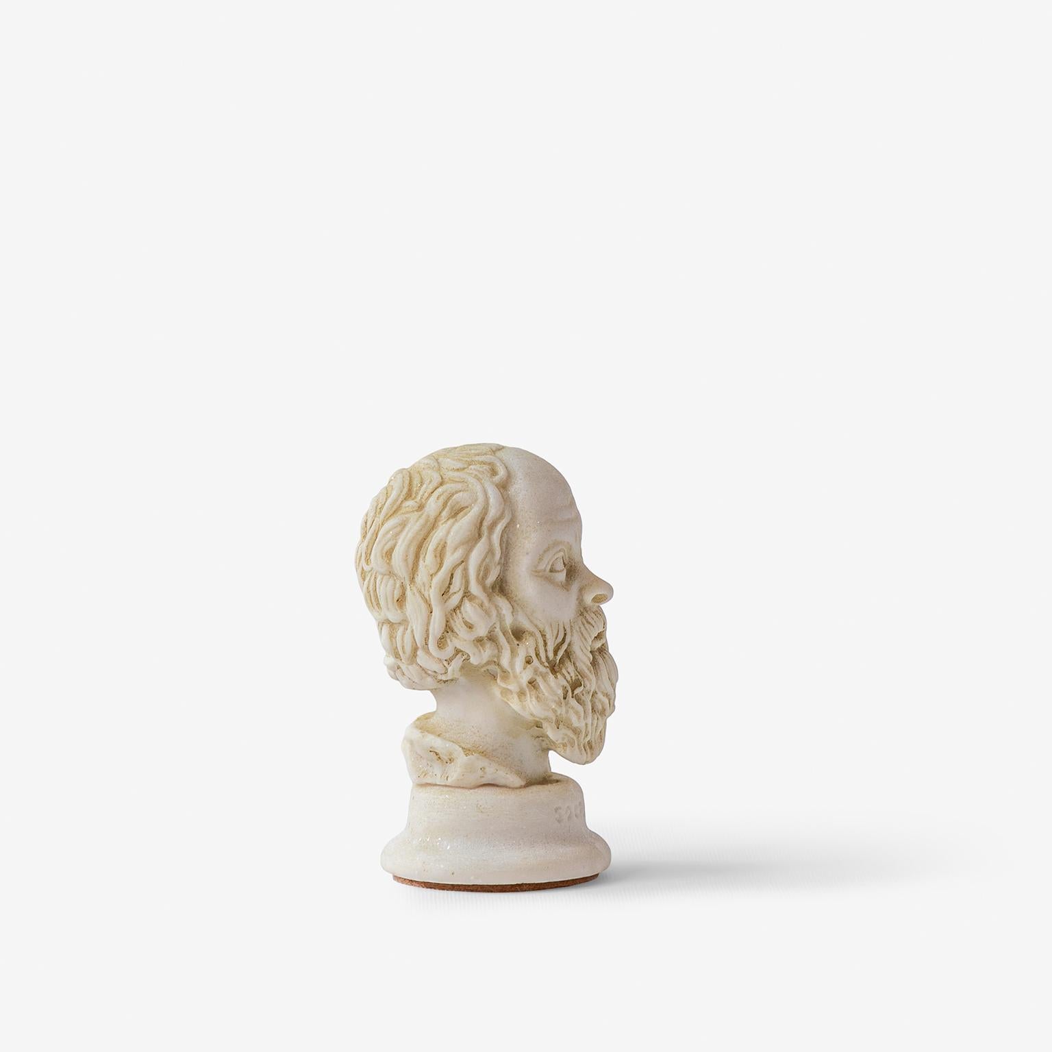 Estatua de busto de Sócrates hecha con polvo de mármol comprimido 'Museo de Éfeso' Griego clásico en venta