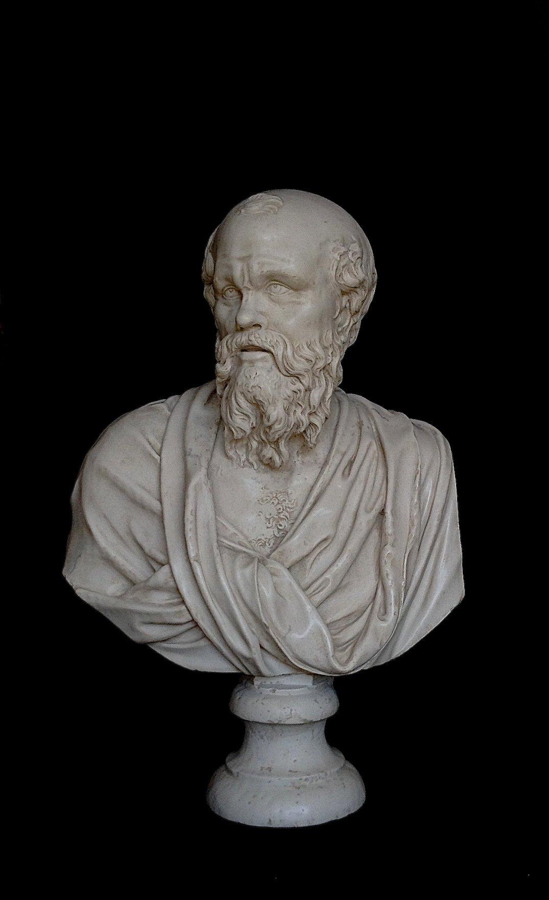 A stunning Socrates marble statue, 20th century. 
Socrates, a marble bust, 17th century, italy.
A fine antique marble bust of Socrates, once owned by Baroness Westonholz and later sold to Tyringham Hall, Buckinghamshire.

Artist and studio
