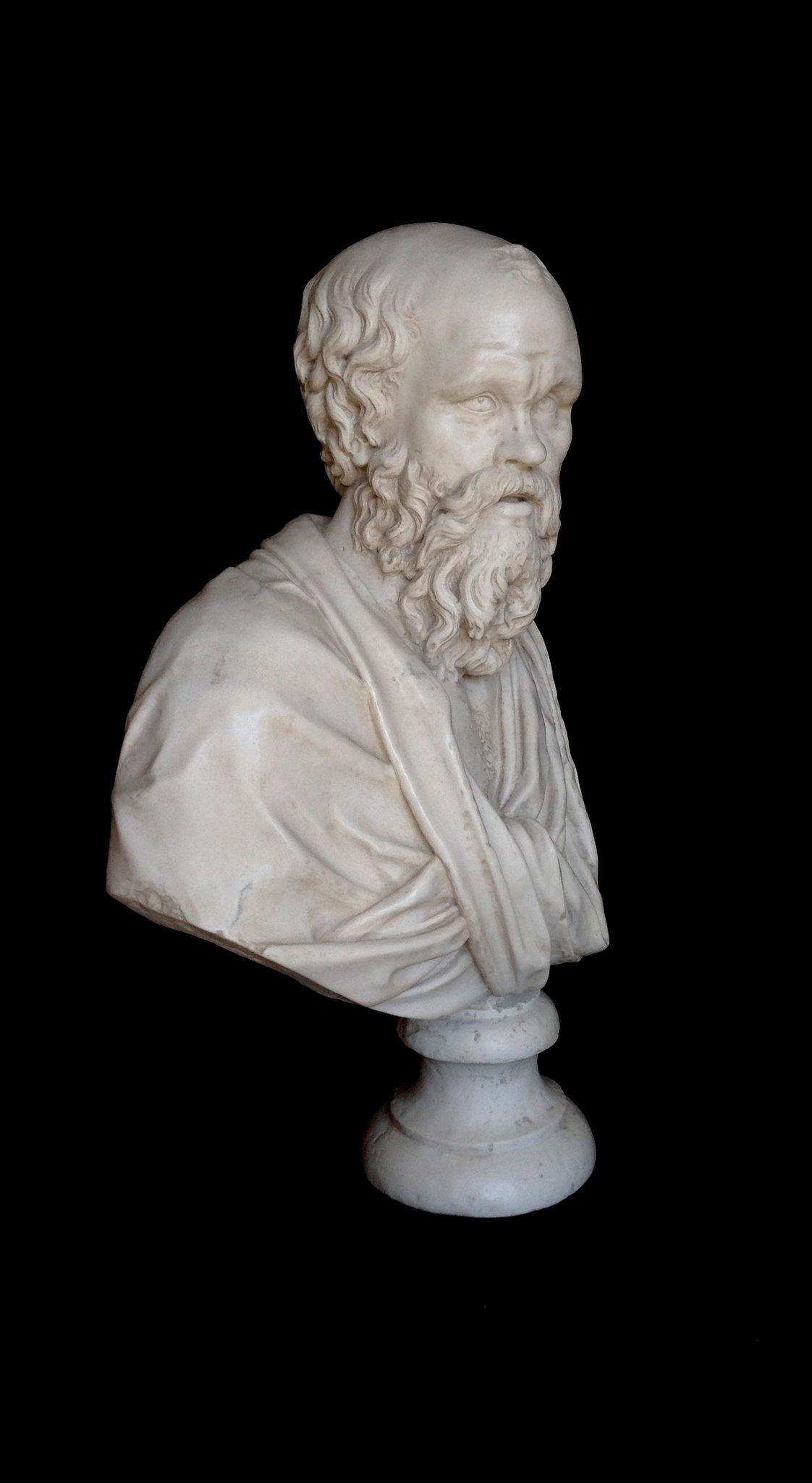 British Socrates Marble Statue, 20th Century