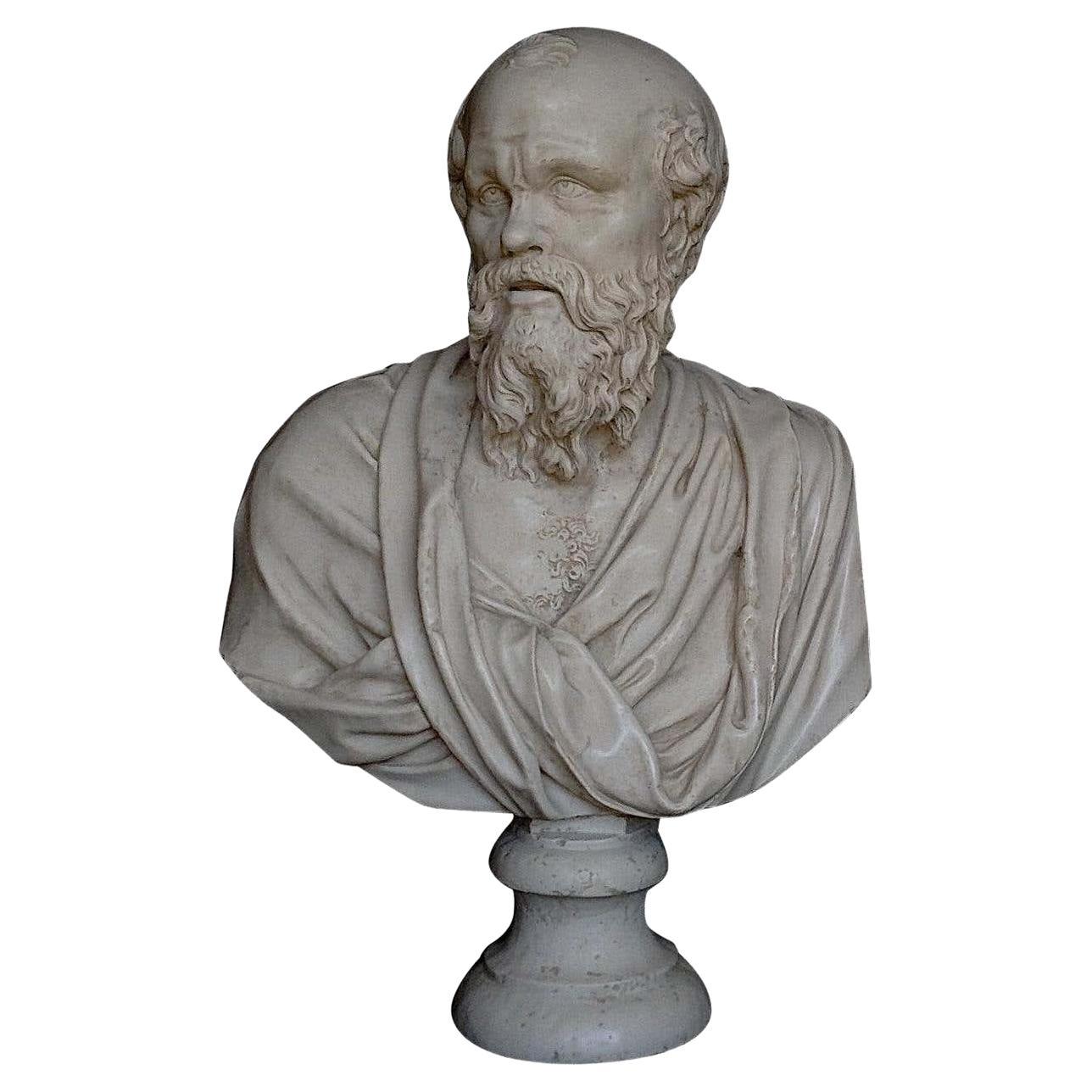 Socrates Marble Statue, 20th Century