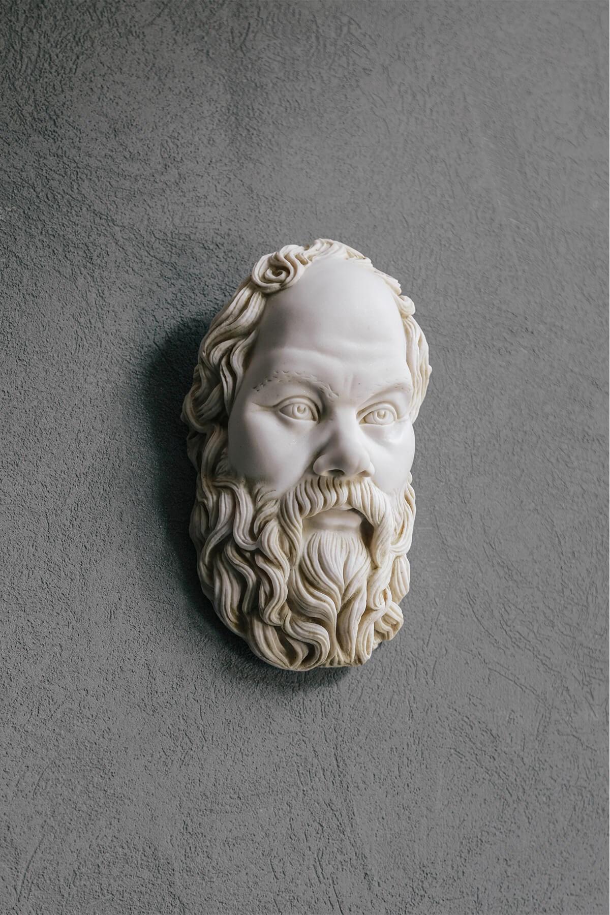 Socrates-Maske mit komprimiertem Marmor pulverbeschichtet, auf Lager (Gegossen) im Angebot