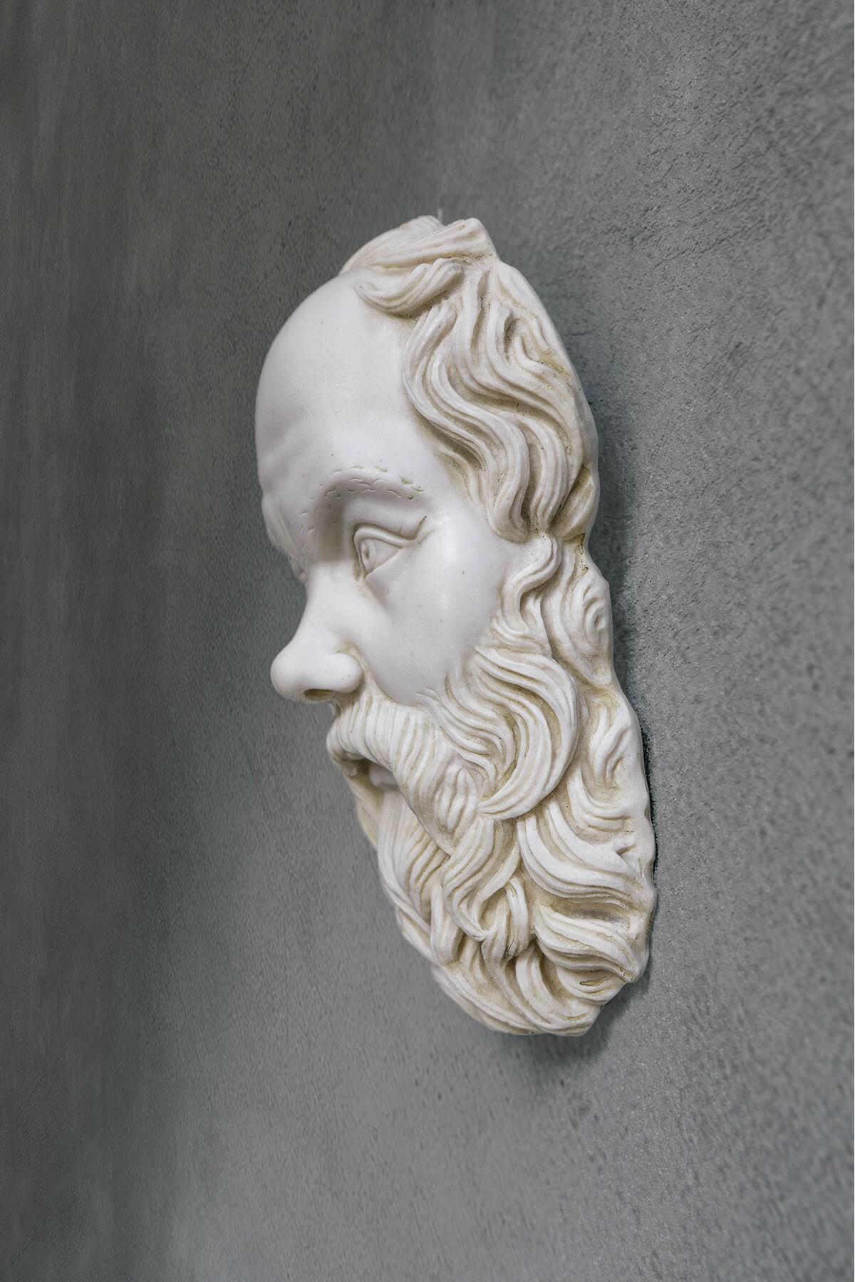 Classical Greek Socrates Mask Made with Compressed Marble Powder in stock For Sale