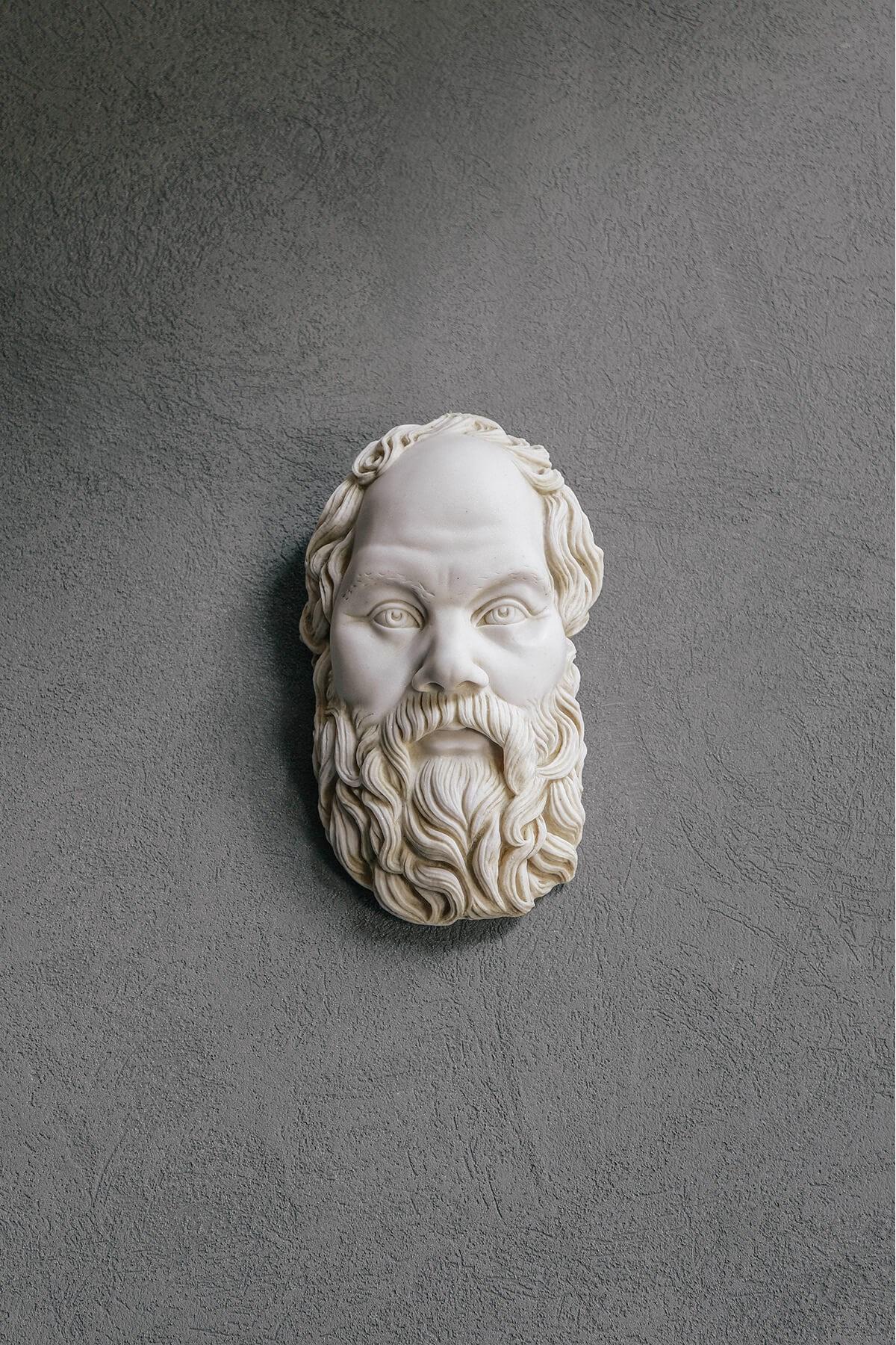 Turkish Socrates Mask Statue Made with Compressed Marble Powder in Stock