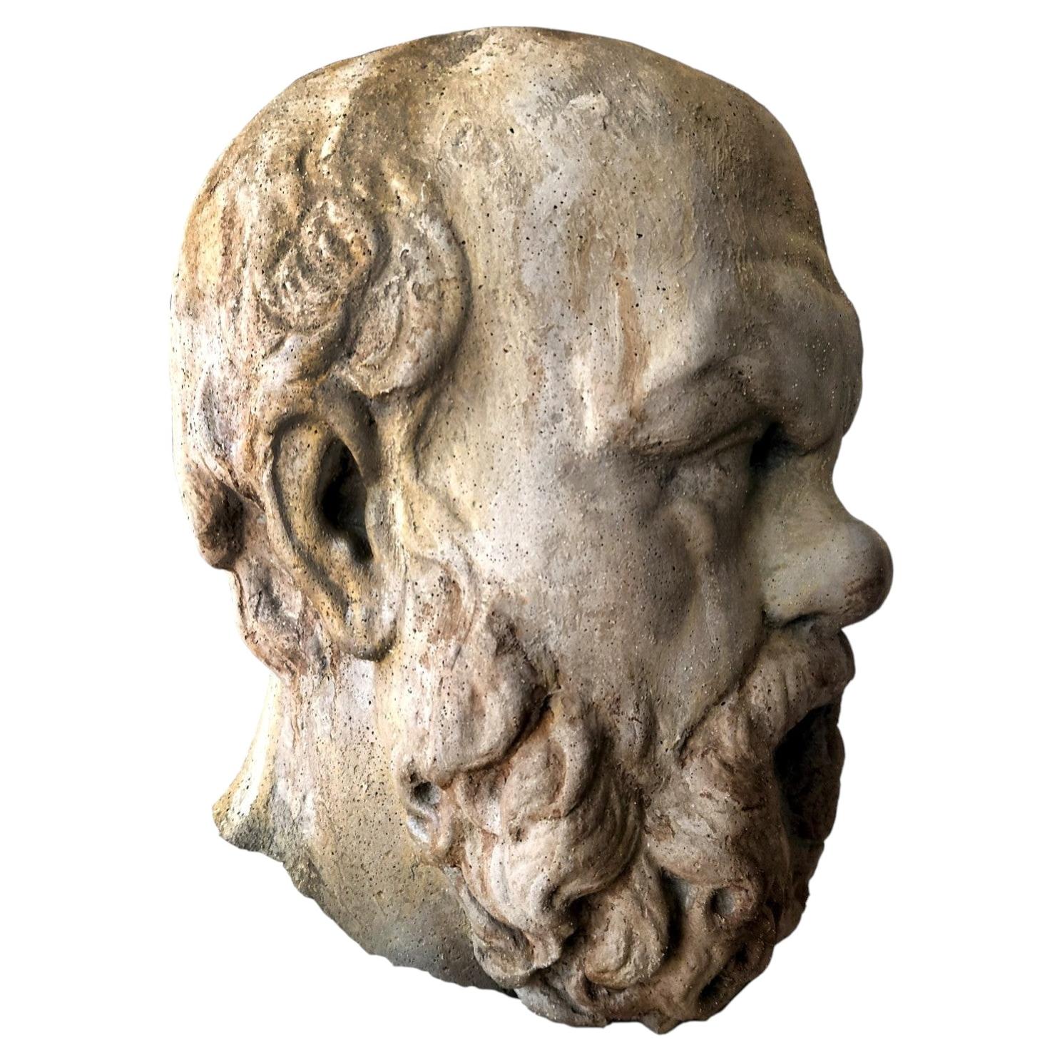 SÓCRATES - FILÓSOFO - CABEZA DE HORMIGÓN DE LA HERMA DE VILLA ALBAN, siglo XX