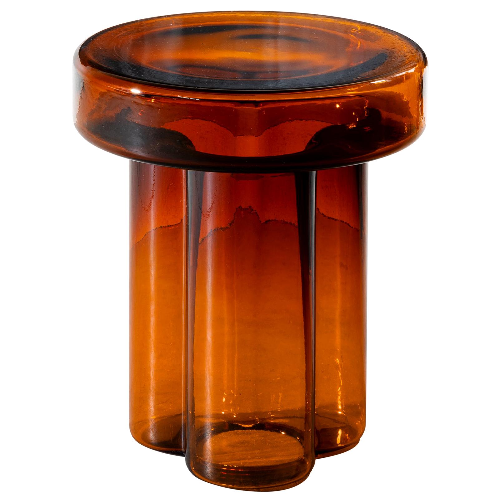 Soda Blown Murano Glass High Coffee Table in Amber by Yiannis Ghikas For Sale