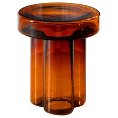 Table basse haute en verre de Murano soufflé à la soude, en ambre, par Yiannis Ghikas