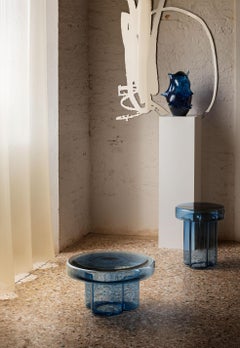 Soda Blown Murano Glass High Coffee Table in Petrol  by Yiannis Ghikas