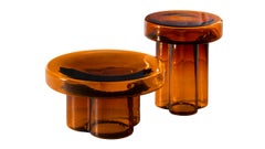 Soda Blown Murano Glass Low Coffee Table in Amber by Yiannis Ghikas