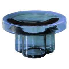 Soda Blown Murano Glass Low Coffee Table in Blue Light by Yiannis Ghikas