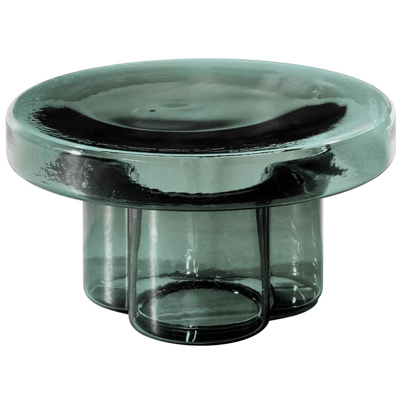 Soda Blown Murano Glass Low Coffee Table in Petrol Green by Yiannis Ghikas