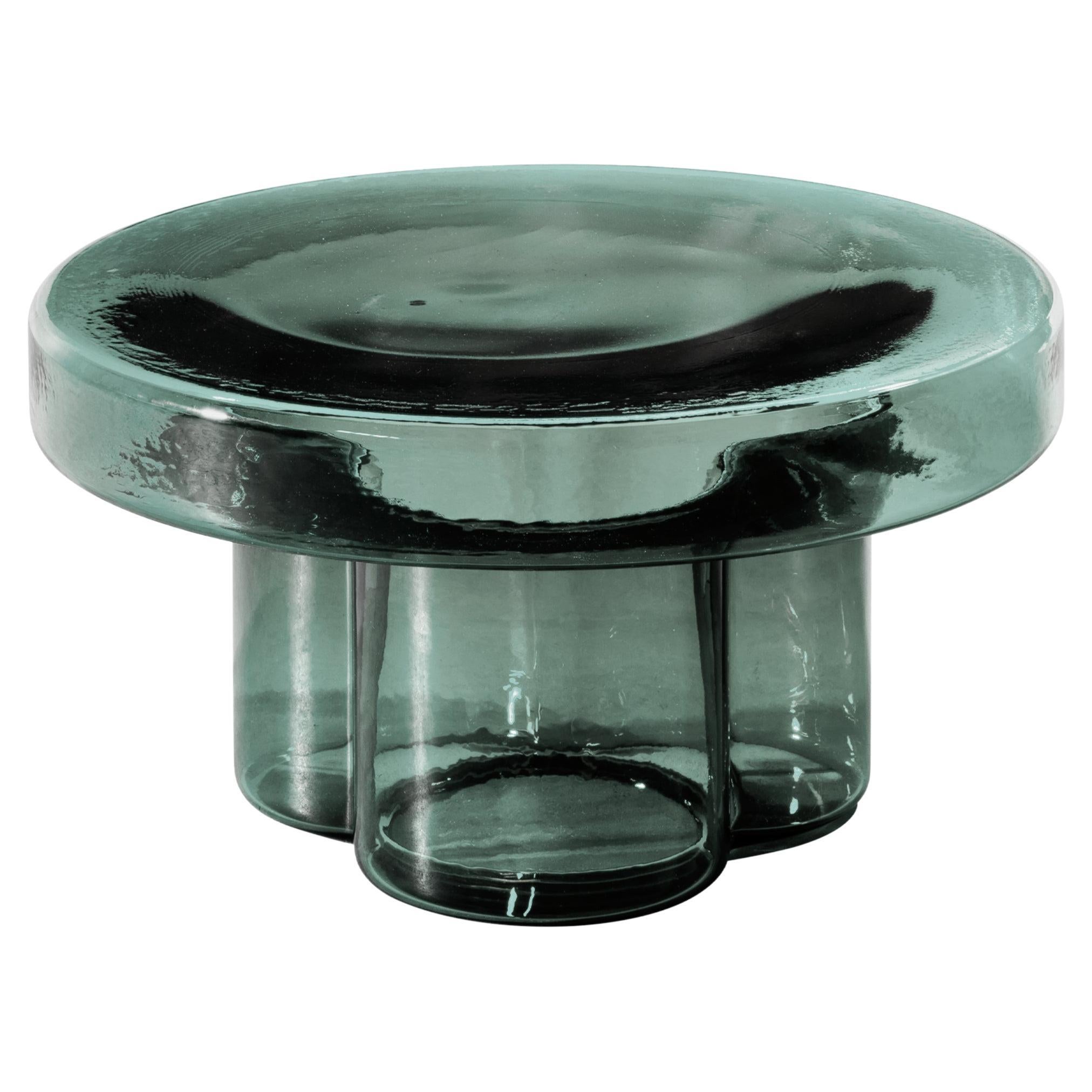 Soda Blown Murano Glass Low Coffee Table in Petrol Green by Yiannis Ghikas