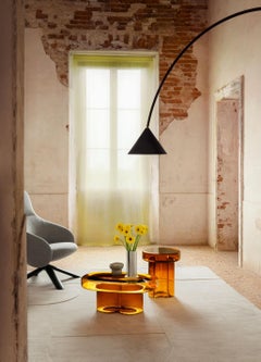 Soda Blown Murano Glass Oval Coffee Table in Amber  by Yiannis Ghikas