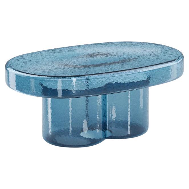 Ovaler Soda-Couchtisch aus geblasenem Muranoglas in Blau von Yiannis Ghikas
