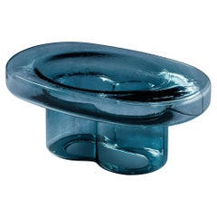 Soda Blown Murano Glass Oval Coffee Table in Blue by Yiannis Ghikas