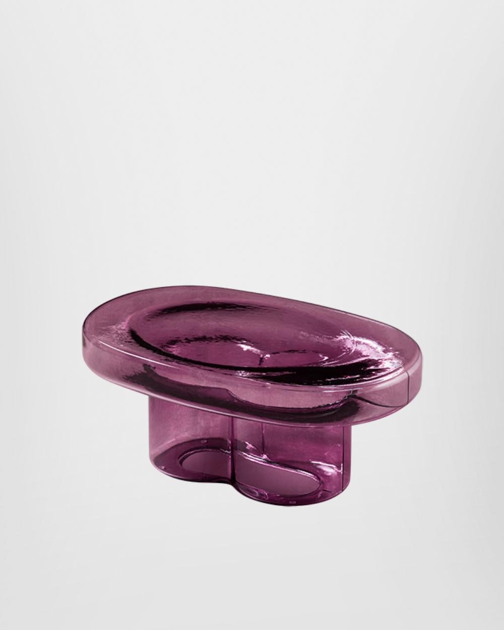 Ovaler Couchtisch aus mundgeblasenem Muranoglas in Petrol von Soda  von Yiannis Ghikas im Angebot 4
